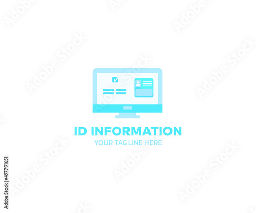 Personal information card, computer screen logo design. Identification vector design and illustration.