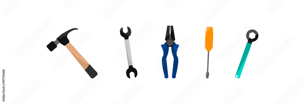 Set of construction tools isolated on a white background. Set of construction tools isolated on a white background.