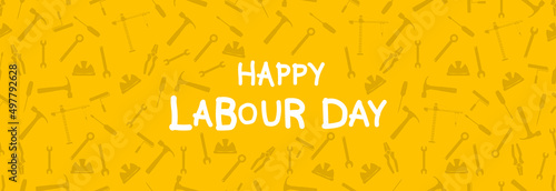 Yellow banner for Labor Day. Seamless background. 
