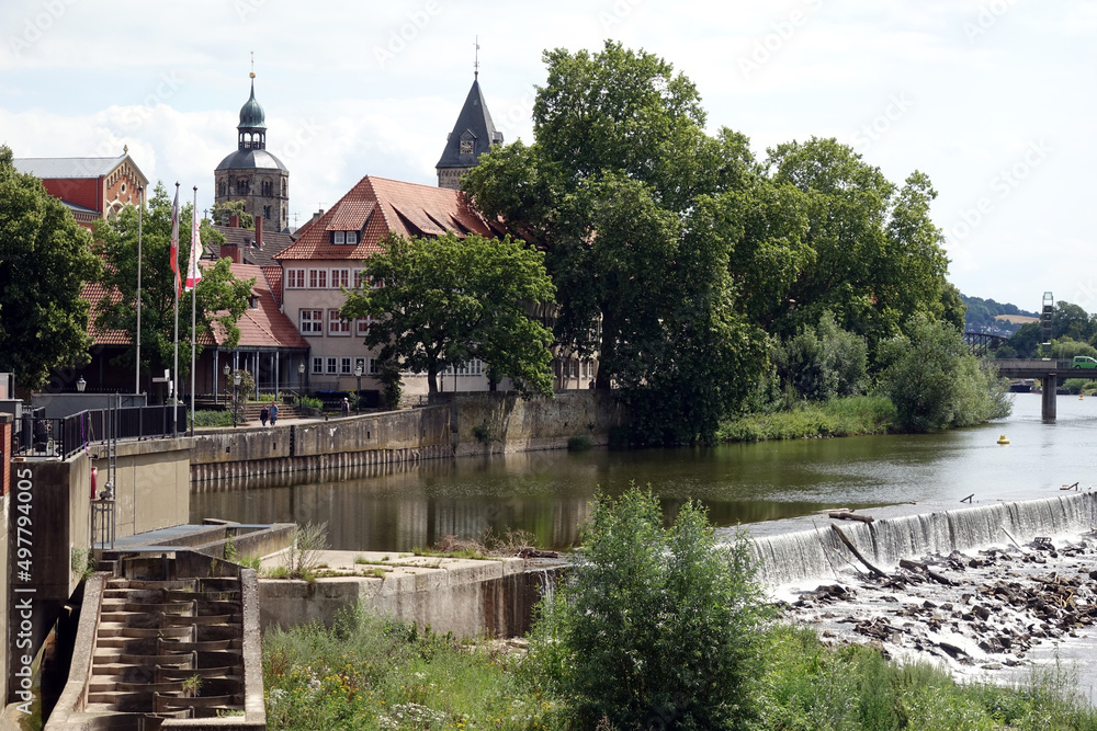 Fototapeta premium Wehr an der Weser in Hameln