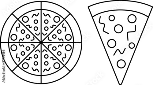 Circle pizza and personal pizza icon set