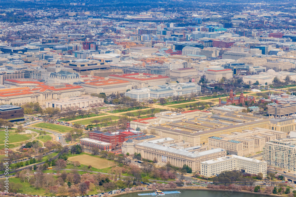 Aerial view of the cityscape of Washington DC Aerial view of the cityscape of Washington DC