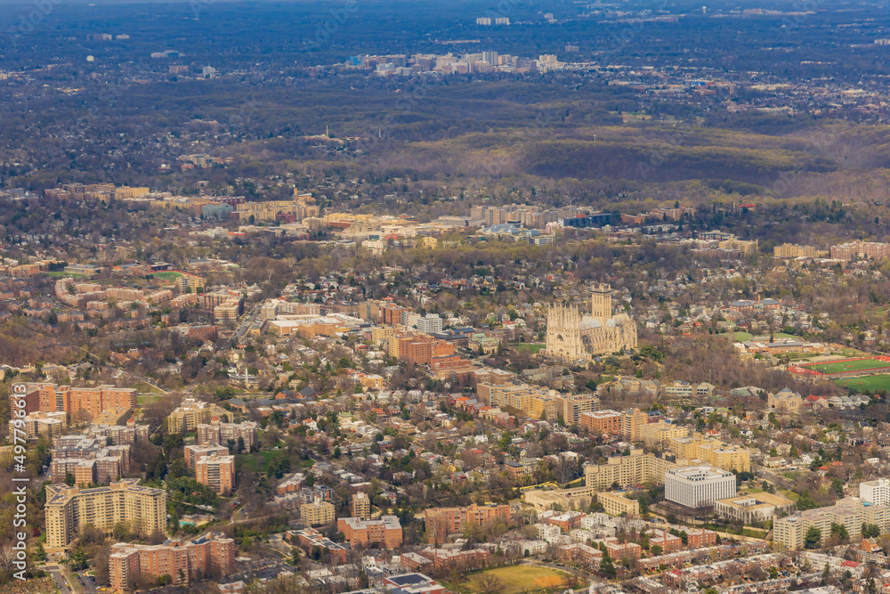 Aerial view of the cityscape of Washington DC
