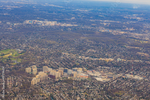 Aerial view of the cityscape of Washington DC