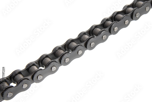 driving roller chain on white background photo