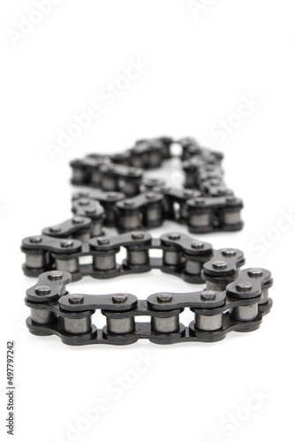 driving roller chain isolated on white background photo