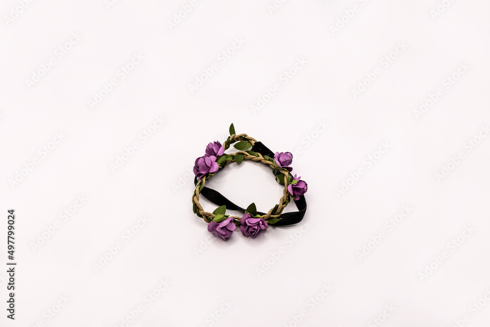 Hair accessory with mauve flowers isolated on white. Hair accessory with mauve flowers isolated on white.