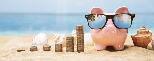 Piggy Bank Near Stacked Coins
