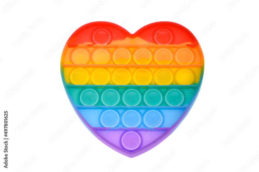 Pop it silicone rainbow anti-stress toy isolated on white background. Simple dimple, popular modern stress relief toys for adults and children. Fidget kid toy, Pop Bubble Fidget. Pop it silicone rainbow anti-stress toy isolated on white background. Simple dimple, popular modern stress relief toys for adults and children. Fidget kid toy, Pop Bubble Fidget.