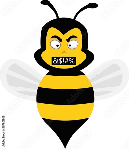 Vector illustration of a cartoon bee with an expression of anger and insult