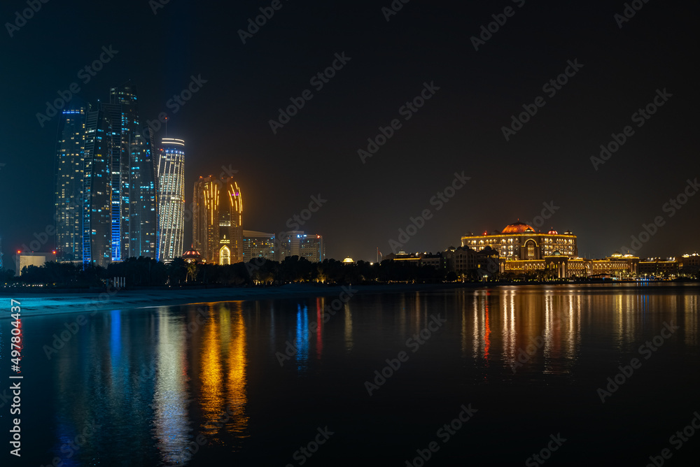 Night city view of Abu Dhabi