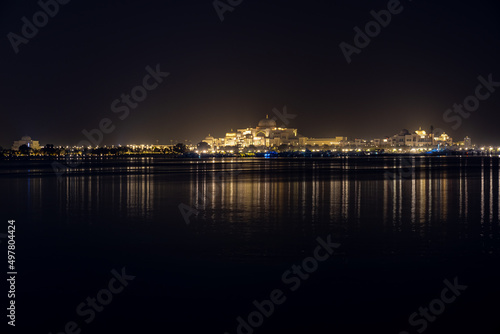 Old mosque in Abu Dhabi at night