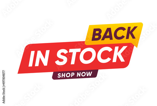 Back In Stock Label Vector on isolated white background
