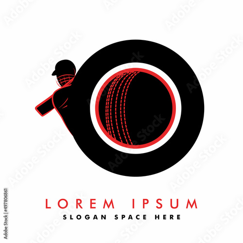 Modern O Letter with Cricket Sports Logo Template Design. Cricket player logo design. Cricket batting vector design. Batsman logotype, Vector logo for Cricket game, Cricket logo Vector