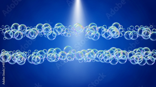 Bubble background with shampoo foam and detergent soap. 3d vecto