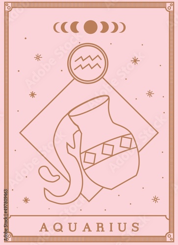 Aquarius horoscope and zodiac constellation symbol Premium Vector tarot card for tarot reader