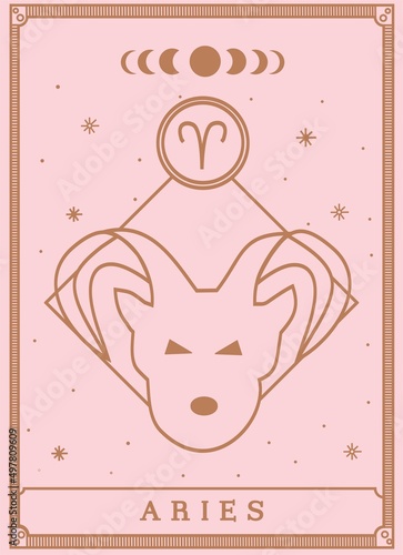 Aries horoscope and zodiac constellation symbol Premium Vector tarot card for tarot reader	