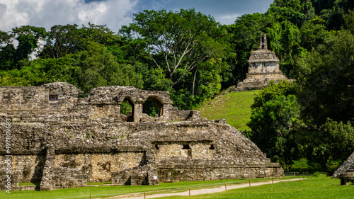 ancient Mayan ruins in the jungle of Chiapas, Mexico