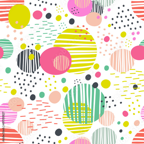 Seamless pattern with round shapes in trendy colors vector