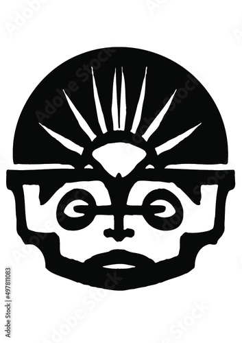 tète d' inca maya aztèque  