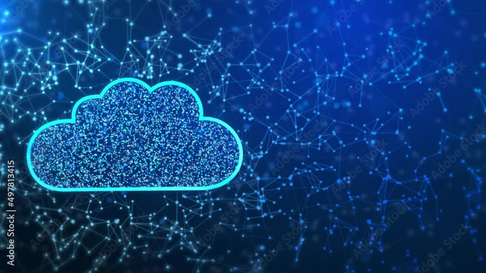 Digital Cloud Computing of cyber security, Data network protection Loop Animation. Global communication, information exchange, Business, technology, internet and networking concept