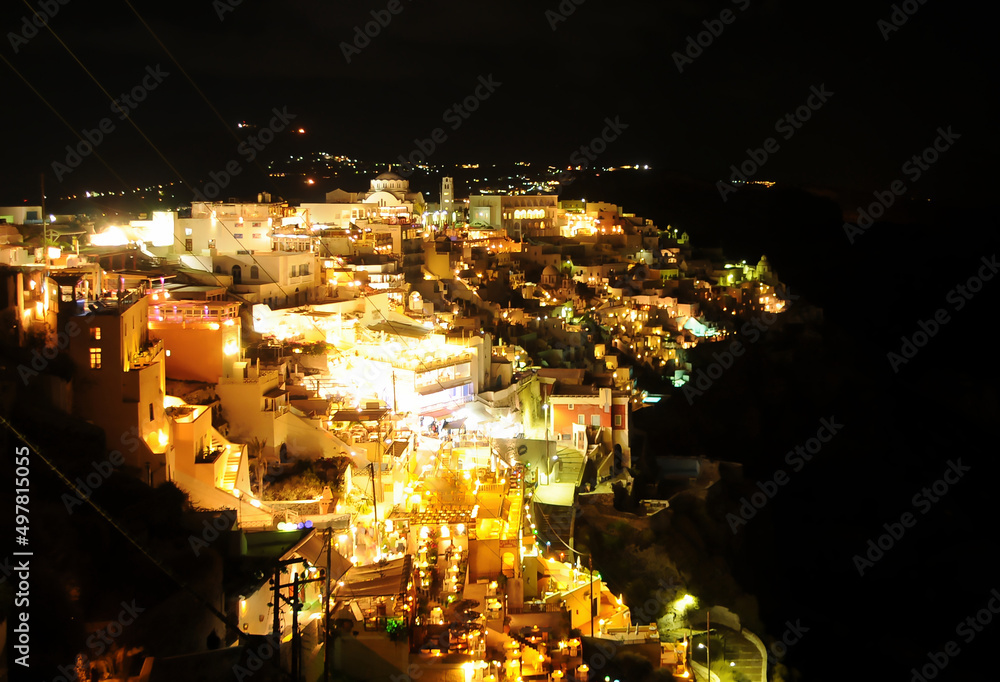 Fira, Santorini in Greece at night