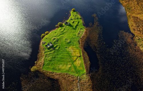 Tableau sur toile Finlaggan loch, ancient seat of Lords of the Isles and Clan Donald, Islay, Inner Hebrides