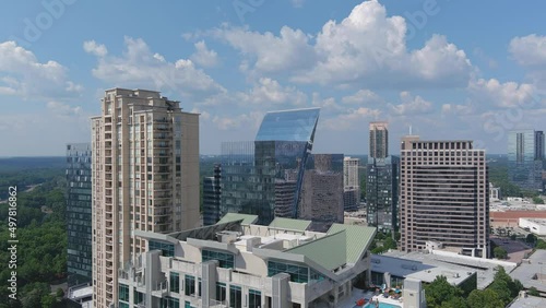 Aerial over Buckhead Buildings in Atlanta Georgia photo