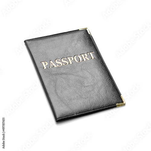 Black passport on white background