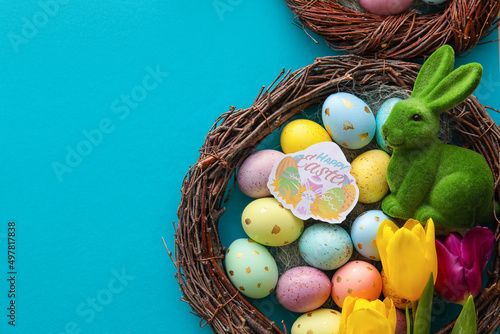 Nest with painted Easter eg...