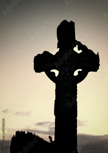 Celtic Christian High Cross of Ardboe. On the shore of Lough Neagh, County Tyrone, Northern Ireland. West face photo