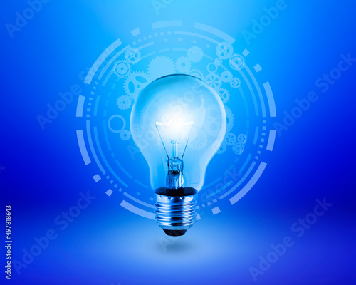 Light bulb in, new ideas with innovative technology and creativity. creative idea with sparkling light bulbs