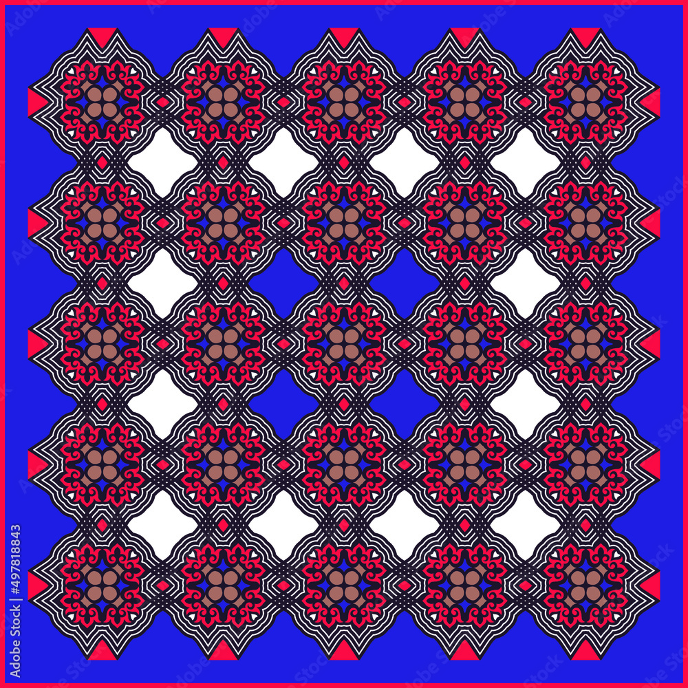 Fototapeta premium Vector ornamental seamless pattern. Background and wallpaper in ethnic style. Vector illustration can be used for backgrounds, motifs, textile, wallpapers, fabrics, gift wrapping, templates.