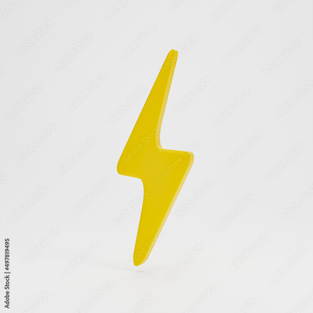 3d render 3d illustration. Flash, bolt lighting yellow icon isolated on white background. Thunder symbol of danger and power. 3d render 3d illustration. Flash, bolt lighting yellow icon isolated on white background. Thunder symbol of danger and power.