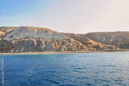 the island Thirassia near Santorini, Greece photo