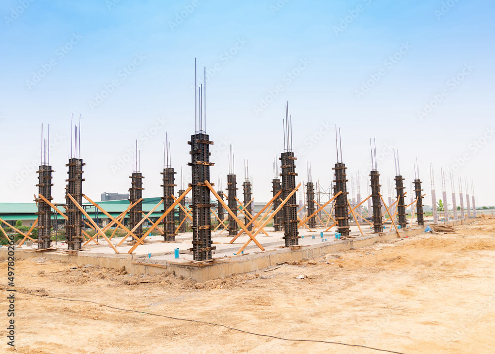 PVC column formwork under construction.
