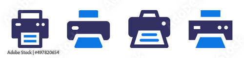 Printer icon set. Print out document icon vector isolated on white background.