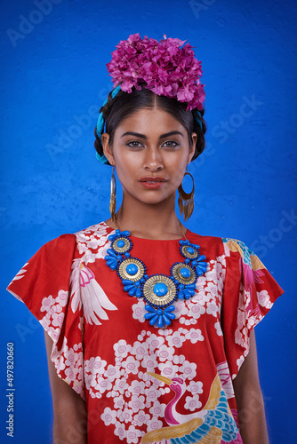 Wallpaper Mural Adorned with tradition. A beautiful young woman wearing traditional cultural attire. Torontodigital.ca