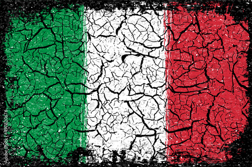 ひび割れしたイタリア国旗のペイントベクター素材
