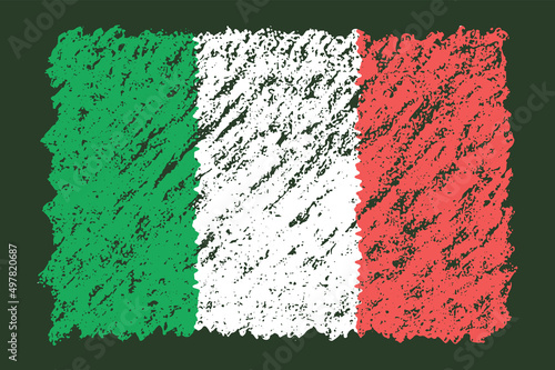 黒板にチョークで描かれたイタリア国旗のベクター素材