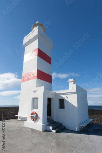 The old lighthouse in Gardur at Reykjanes Peninsula Iceland