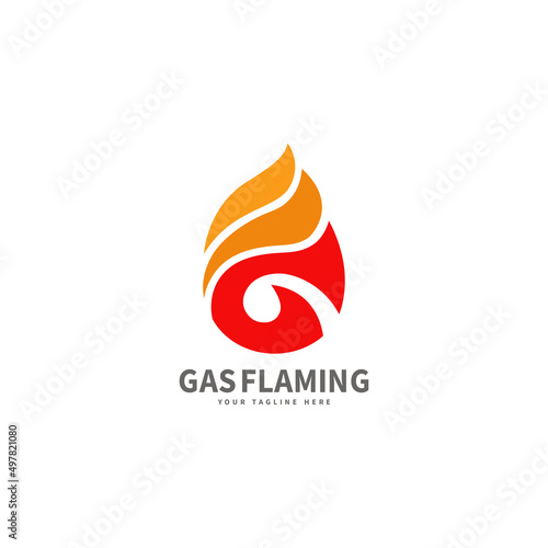 Flame logo design, initial letter G for gas with oil and gas concept