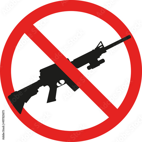 Stop gun sign. Weapons not allowed. Forbidden signs and symbols.