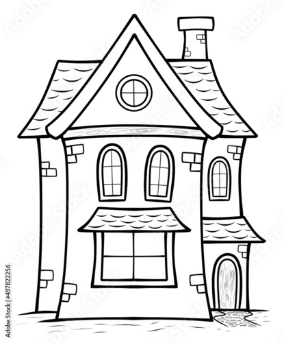 Hand drawn house or home coloring page for kids © DENI ARIS SUSANTO