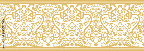 Tela Vector golden seamless oriental national ornament