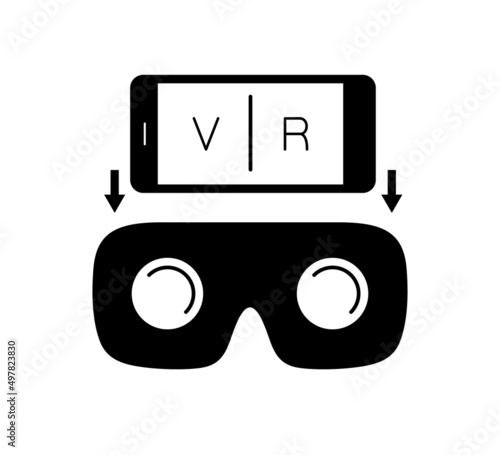 VR glasses for smartphone vector illustration. VR gear box for smart phone