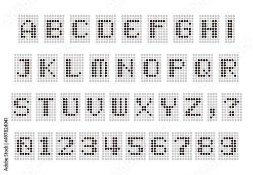 Led alphabet and number, vector illustration