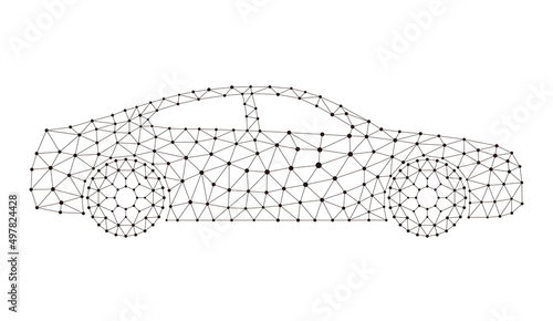 Concept of the car, point and line compose are connected to a car