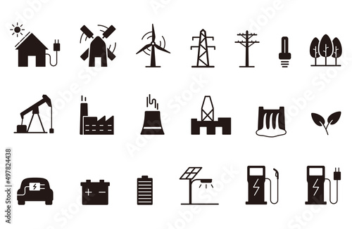 Power and energy vector icons set