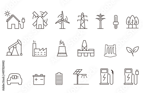 Power and energy vector icons set